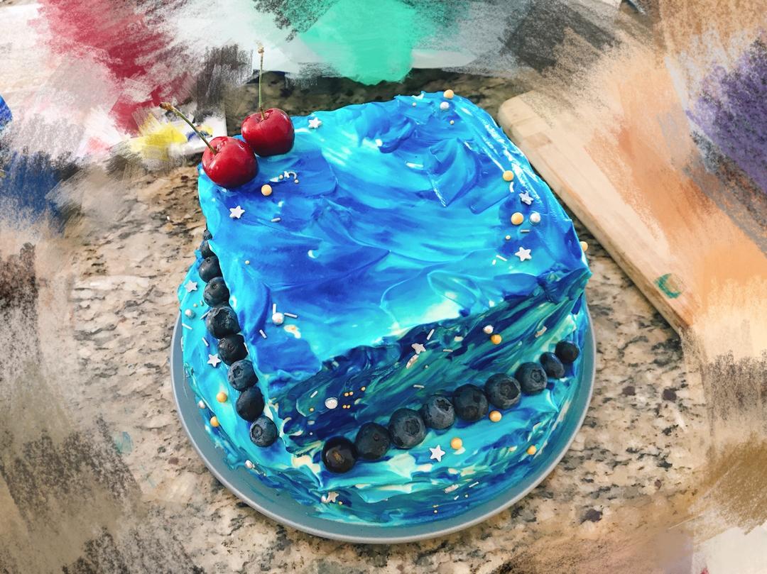 carlywang做的星空奶油蛋糕生日蛋糕
