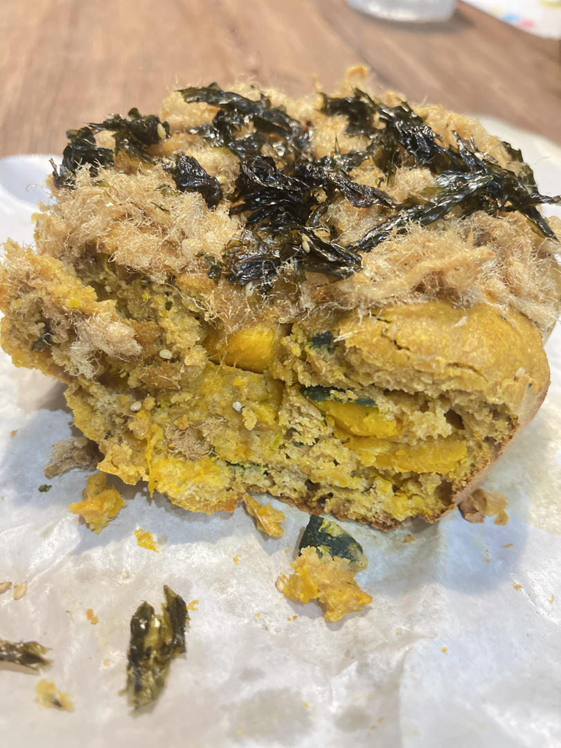 0油糖•免打发㊙️咸蛋黄南瓜肉松磅蛋糕