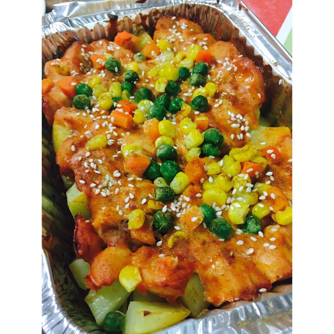 烤奥尔良鸡腿肉土豆