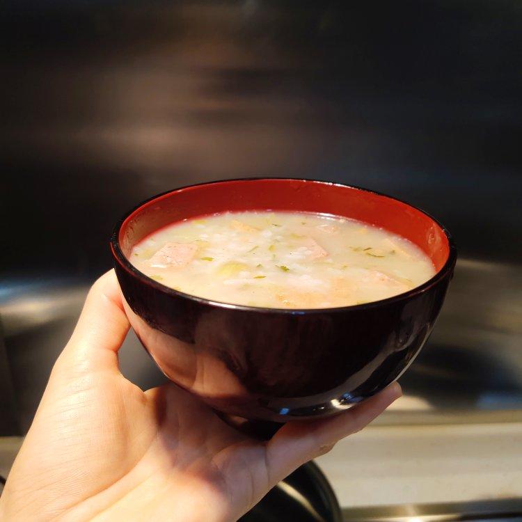 妈妈👩教我做的皮蛋瘦肉粥🥣简单快捷美味😋