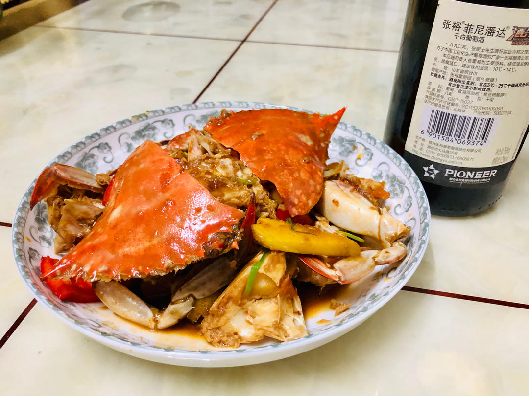 姜葱炒花蟹