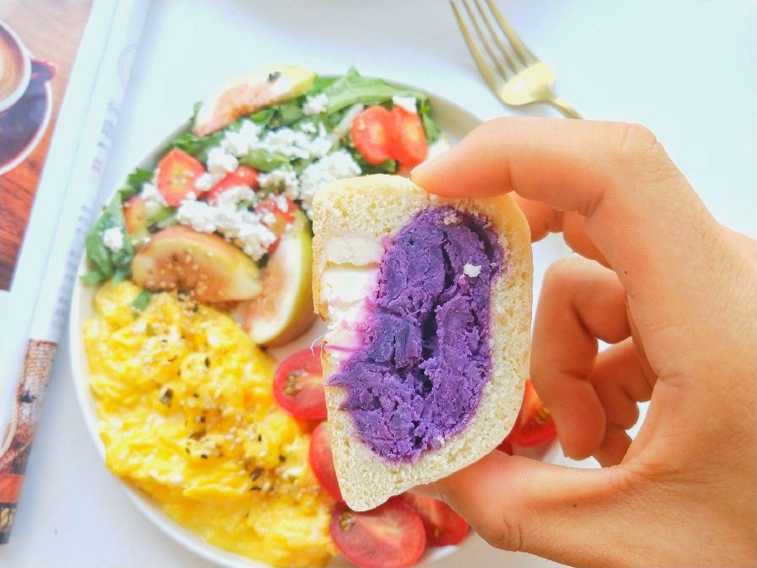 自制无糖快手紫薯乳酪欧包的做法