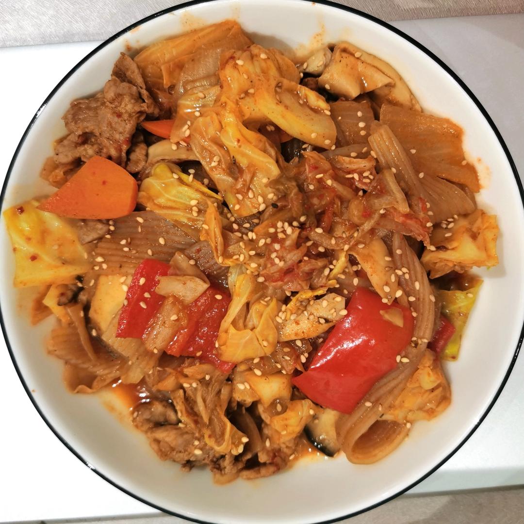 韩式辣炒宽粉五花肉（Dorothy姐姐的吃播美食）