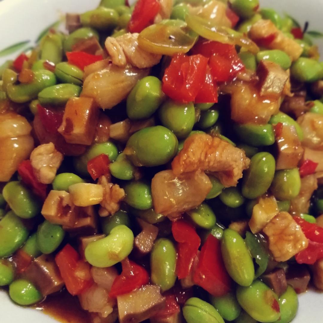 前行的路上做的毛豆炸酱