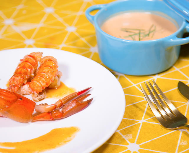 蓝虾浓汤+香煎蓝龙的做法