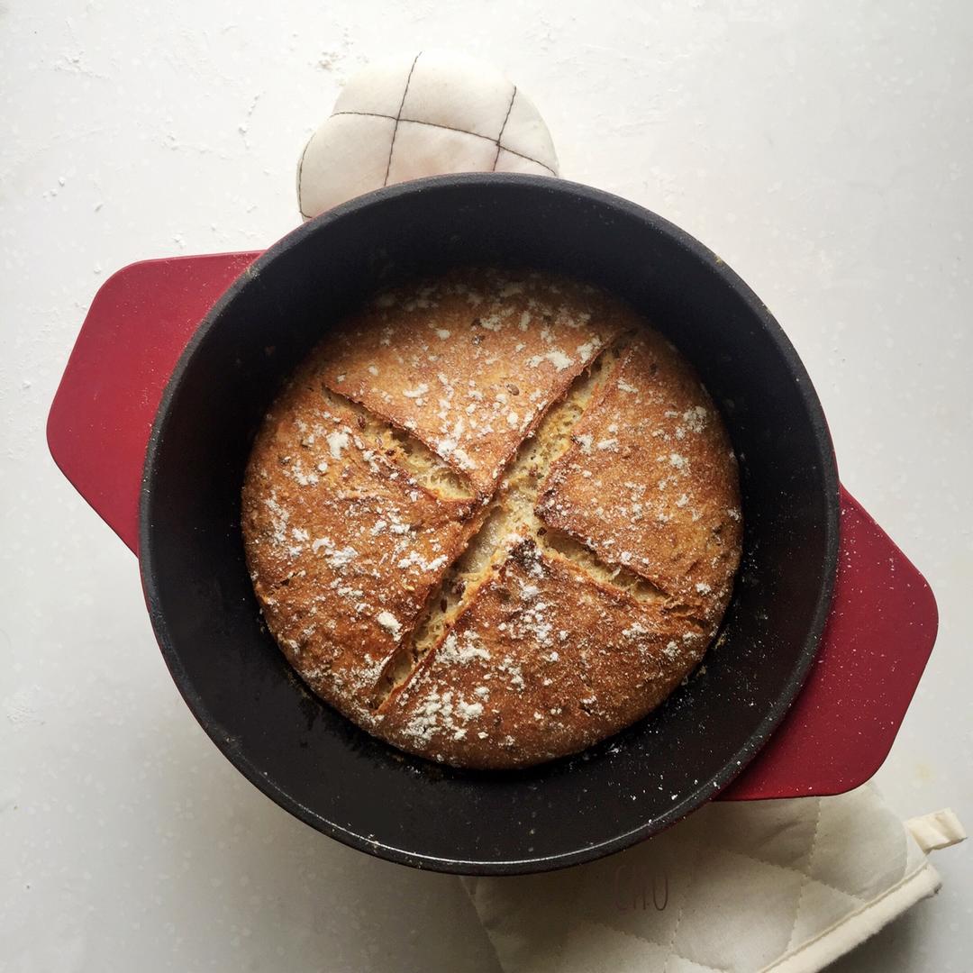 亚麻籽面包（免揉欧式面包）