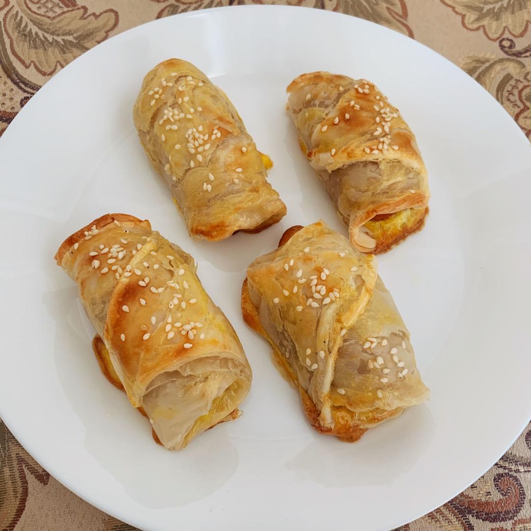 手抓饼裹烤肠—烤箱版