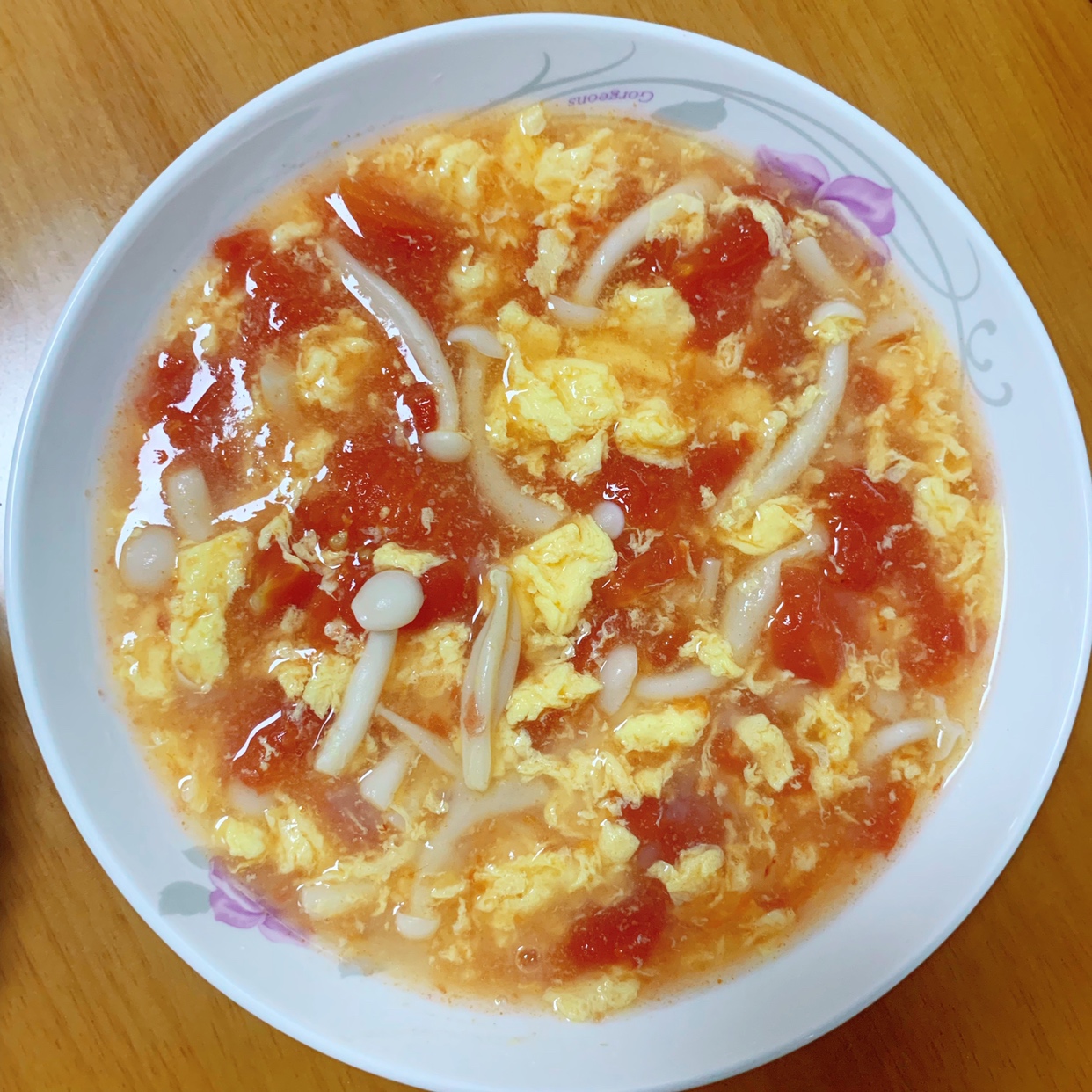 番茄海鲜菇鸡蛋汤羹