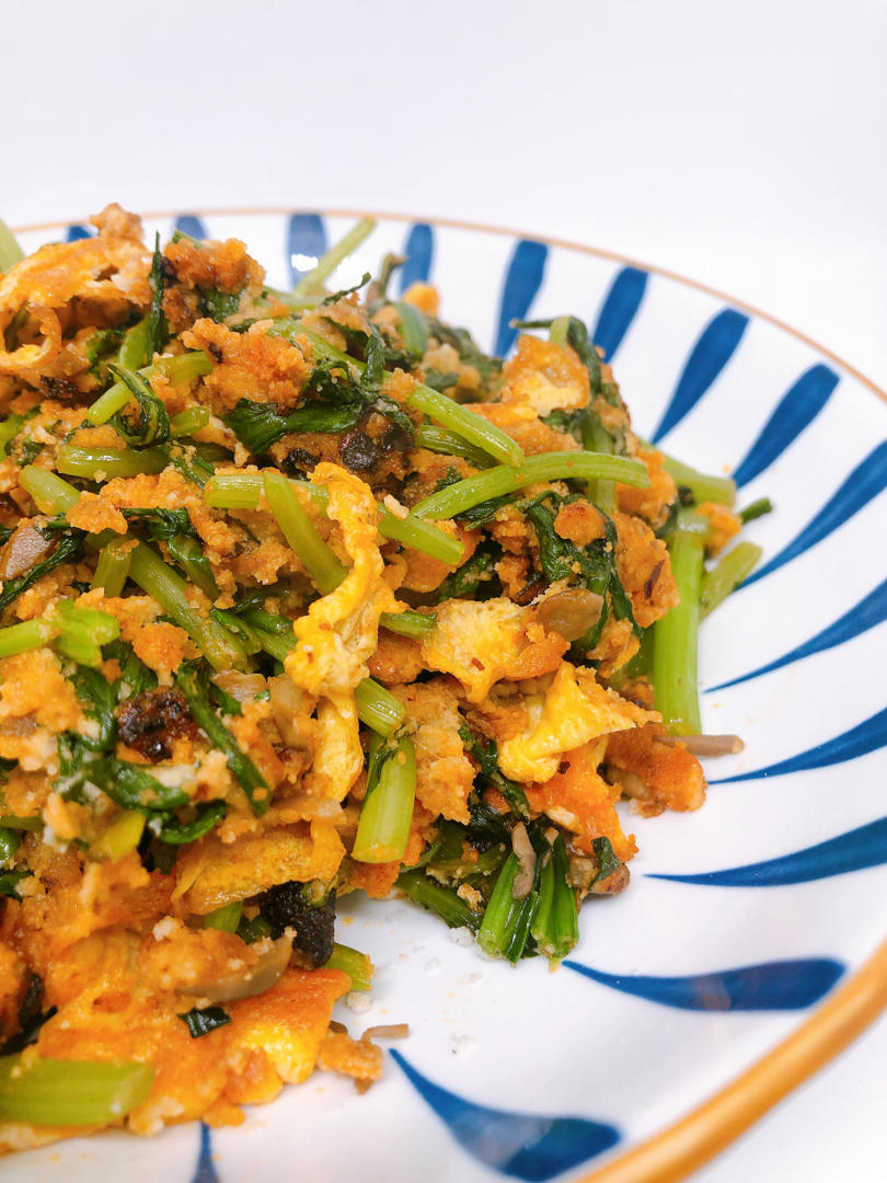蒸菜「蒸茼蒿」蒸炒茼蒿菜，👉杏仁粉生酮版本哦～摸索了很久，真的是人间味～