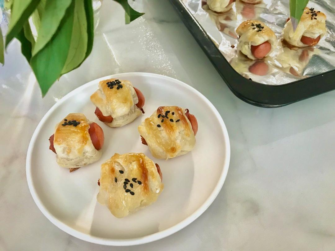香肠可颂卷 热狗手抓饼  不用和面版