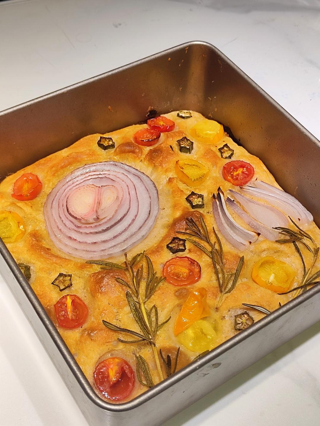 不需揉面的大孔蒜香佛卡夏