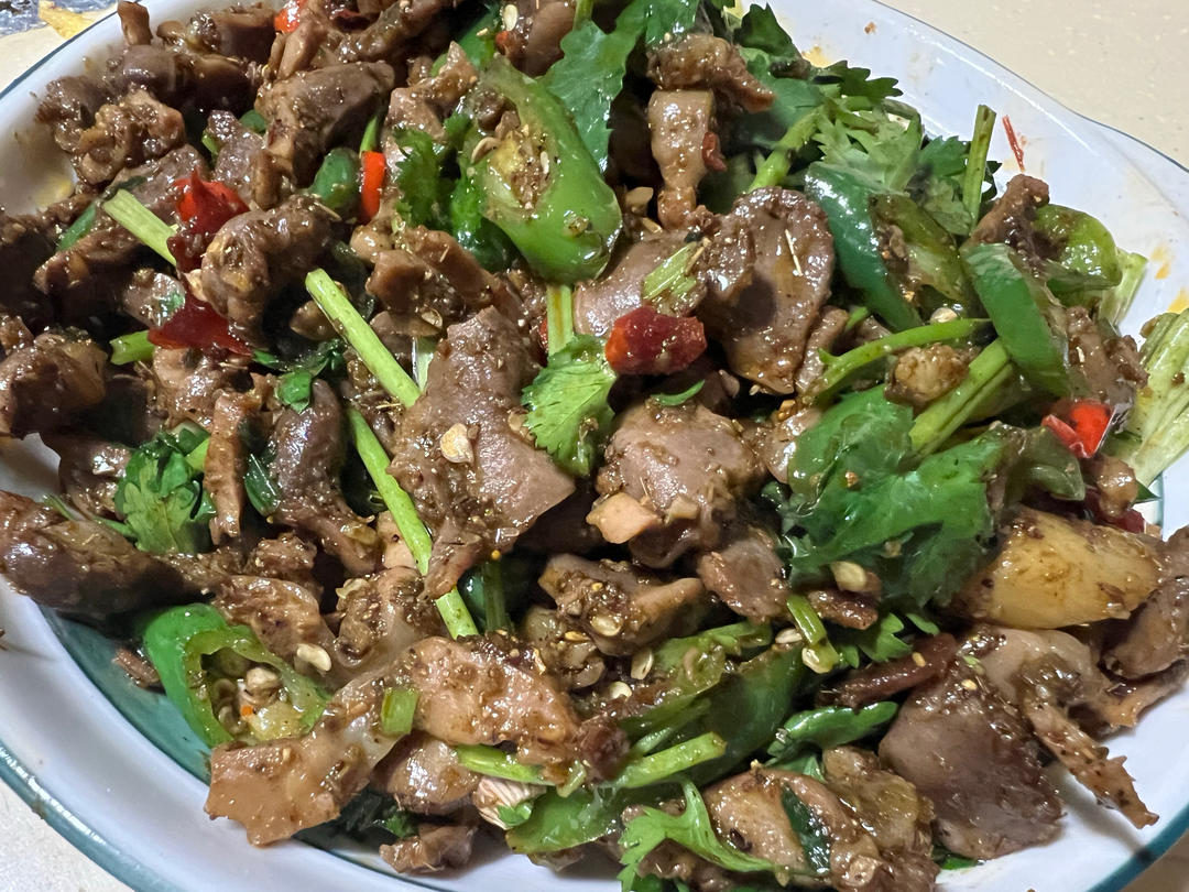 堪比饭店的味道.爆炒孜然鸡胗