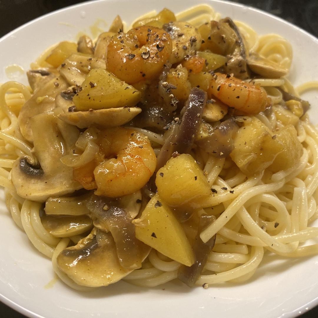 咖喱鲜虾意面