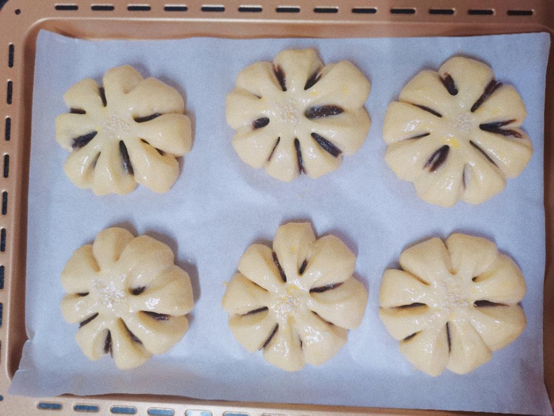 豆沙花朵面包（无黄油）
