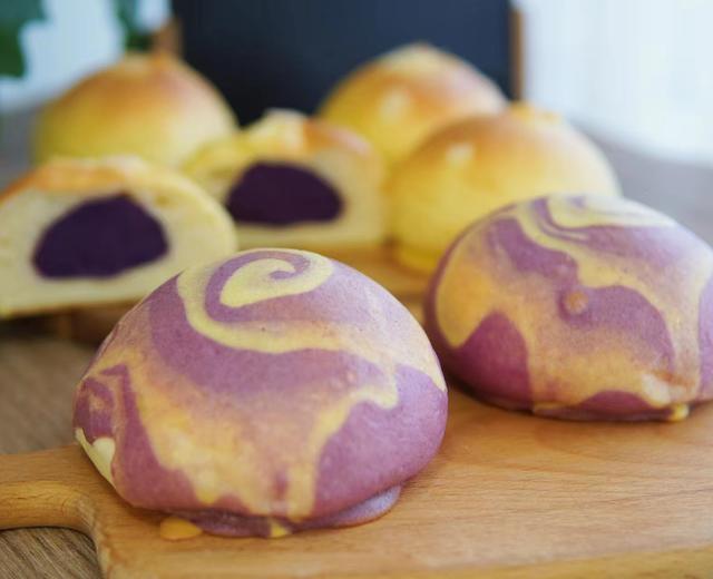 不要再用直接法做软面包了,试试这个液种法的香芋紫薯包的做法