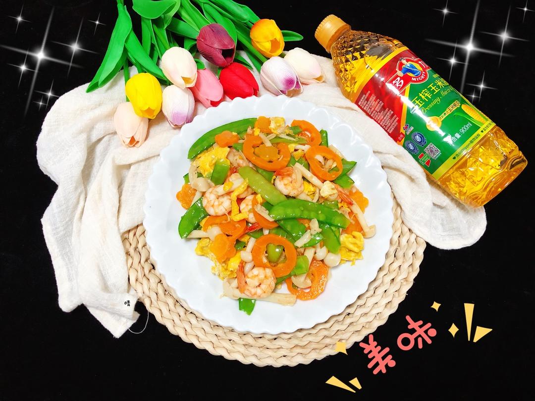 鲜虾鸡蛋炒时蔬㊙️的做法