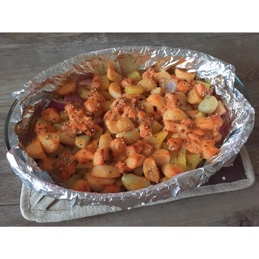 新奥尔良烤鸡腿土豆