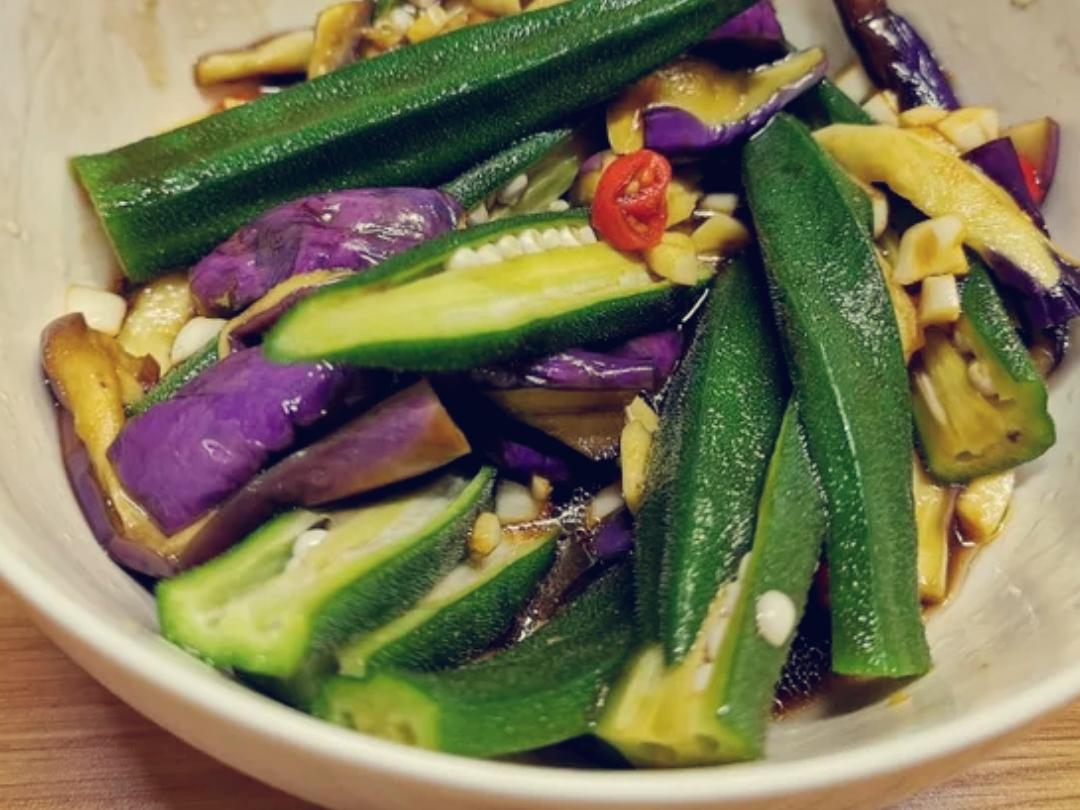 快手拌秋葵茄子