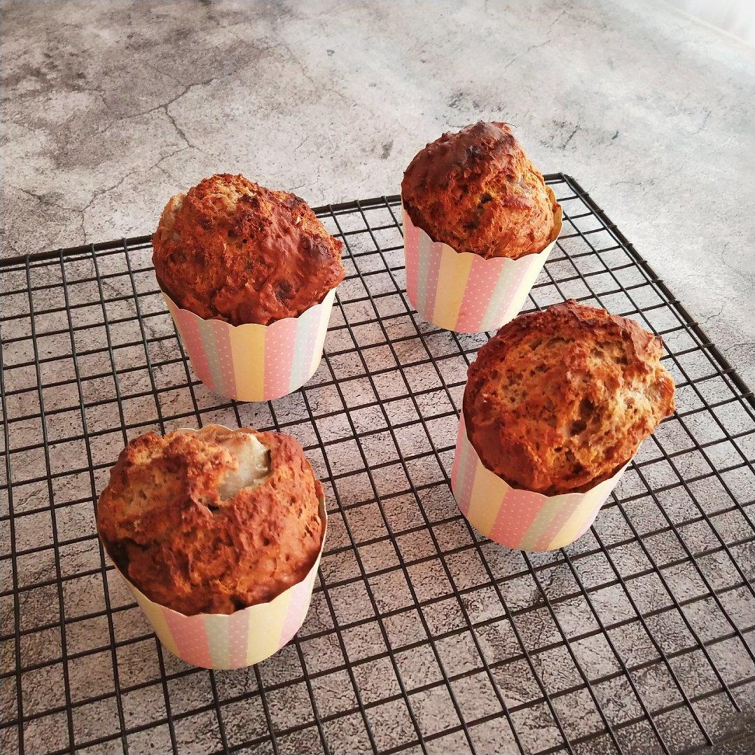 无糖海盐香蕉夹心花生酱燕麦快手马芬【健康主食】