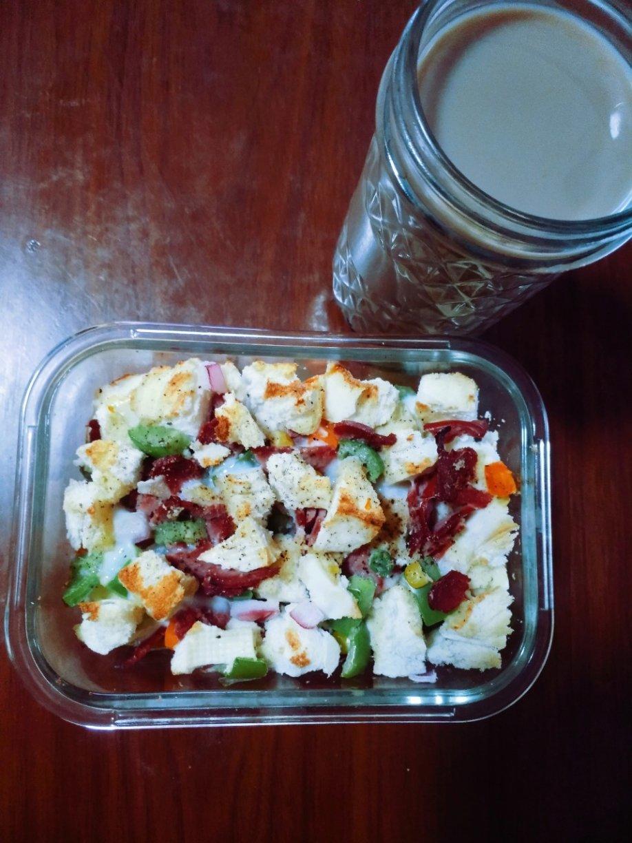 懒人豪华早餐之剩馒头蛋蔬饼