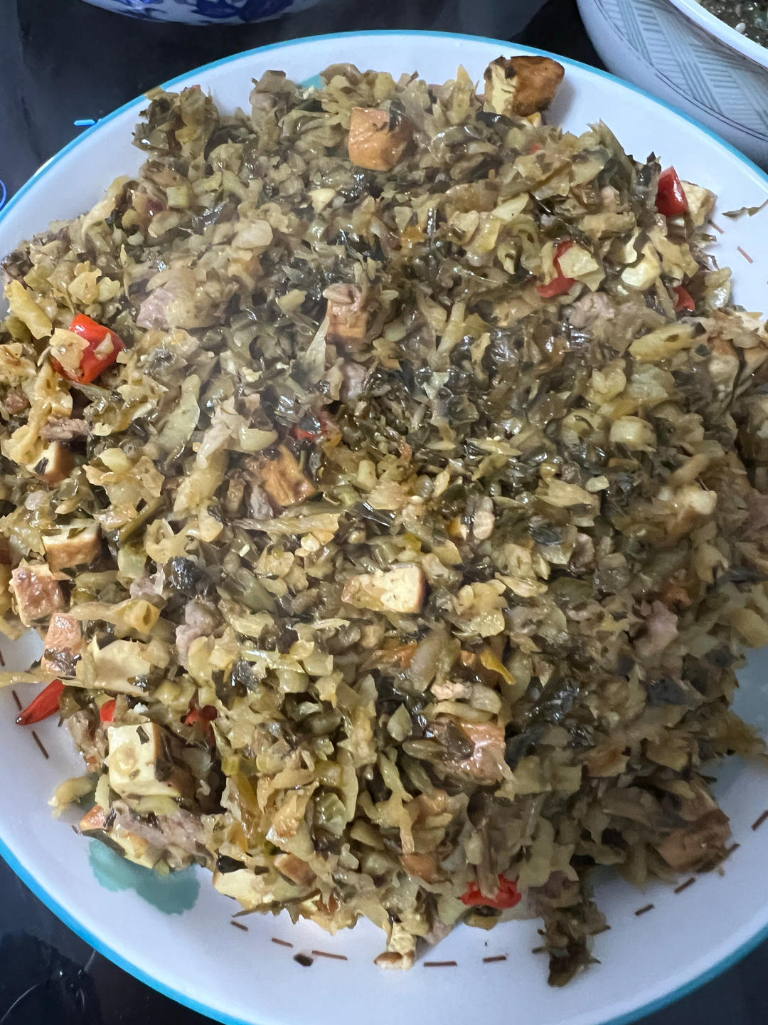 肉末、豆干炒咸菜