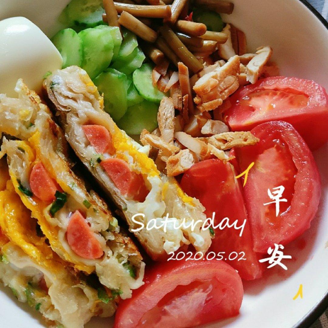 五分钟快手早餐：火腿鸡蛋手抓饼