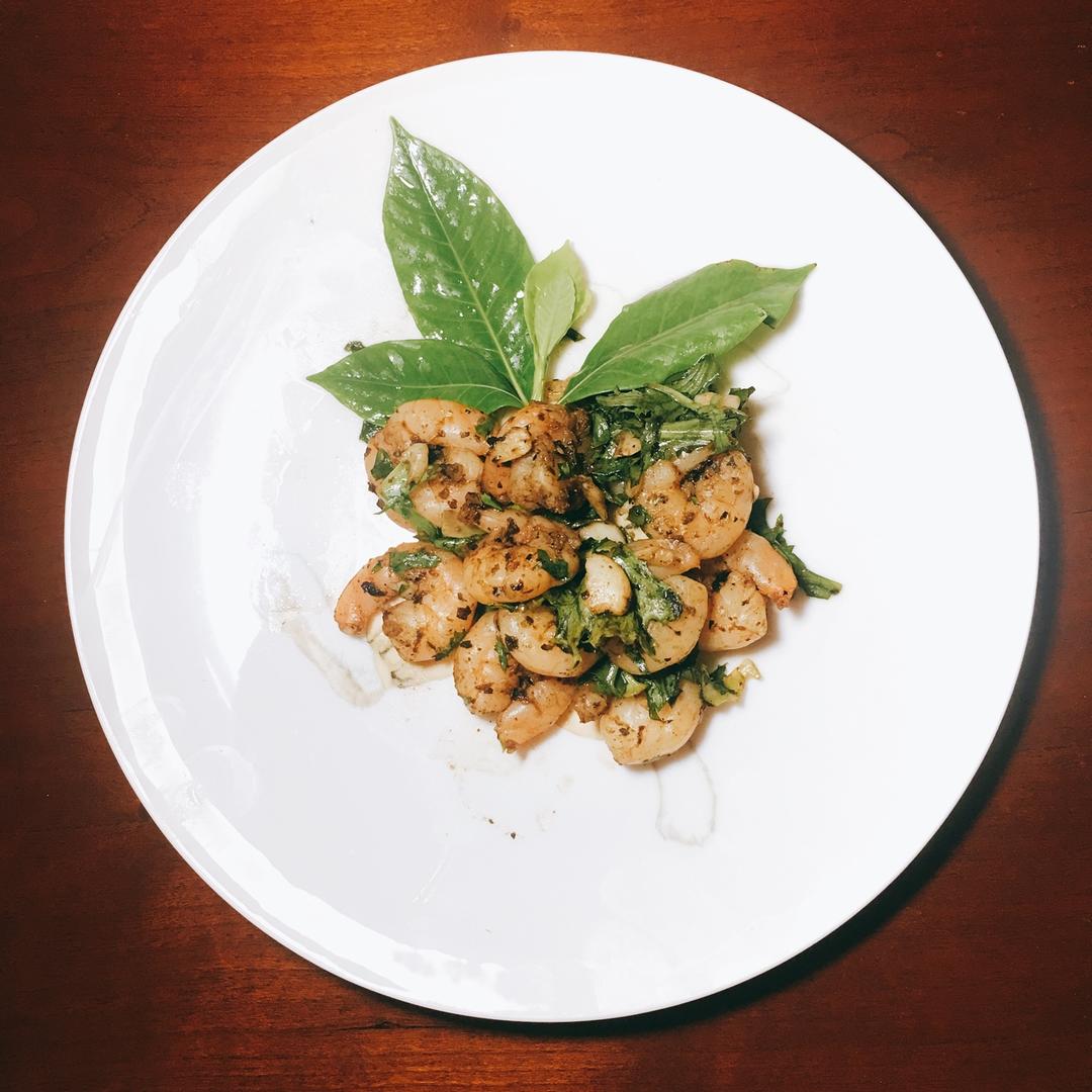 蒜油罗勒浸虾仁