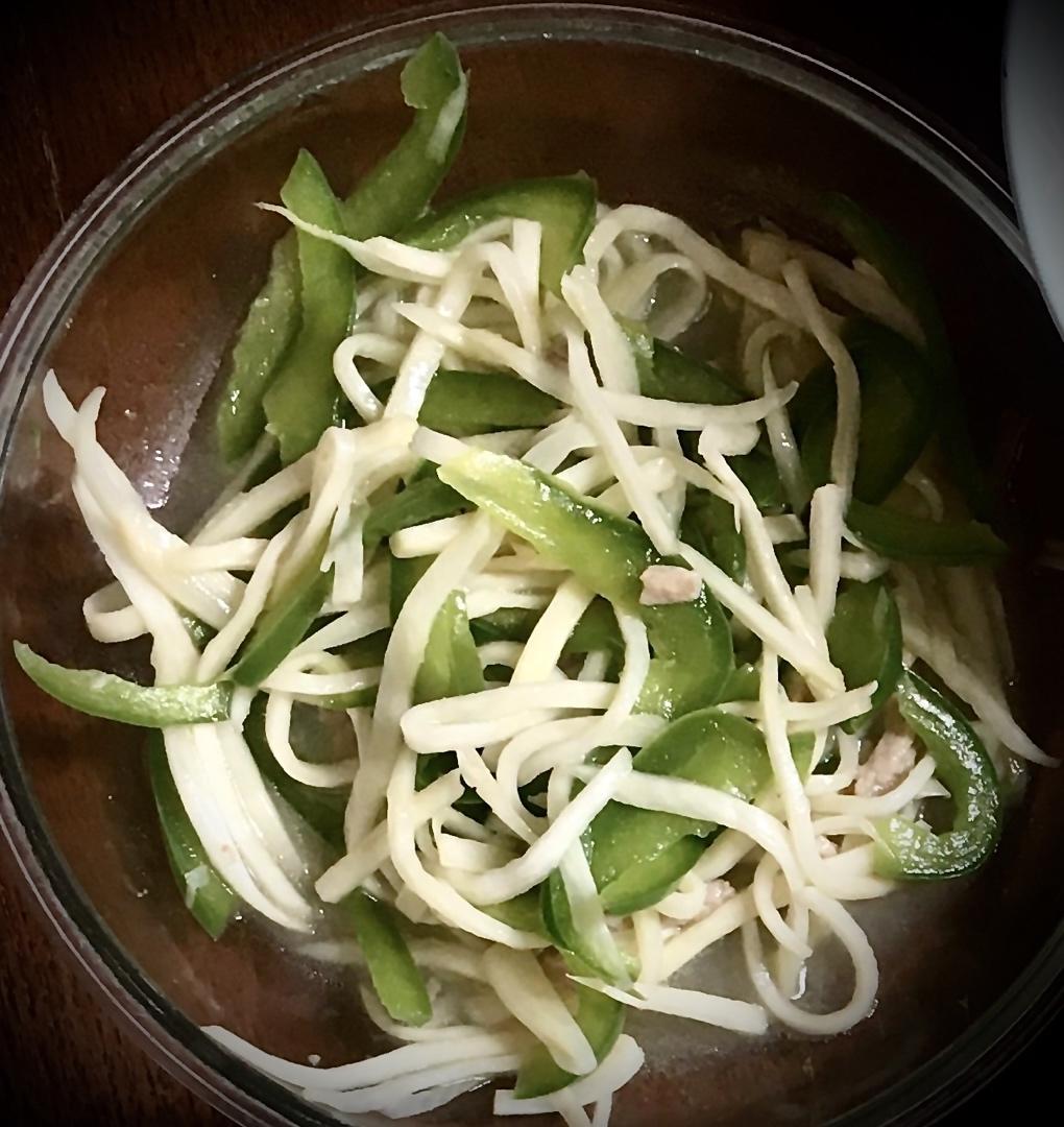 茭白青椒肉丝炒毛豆