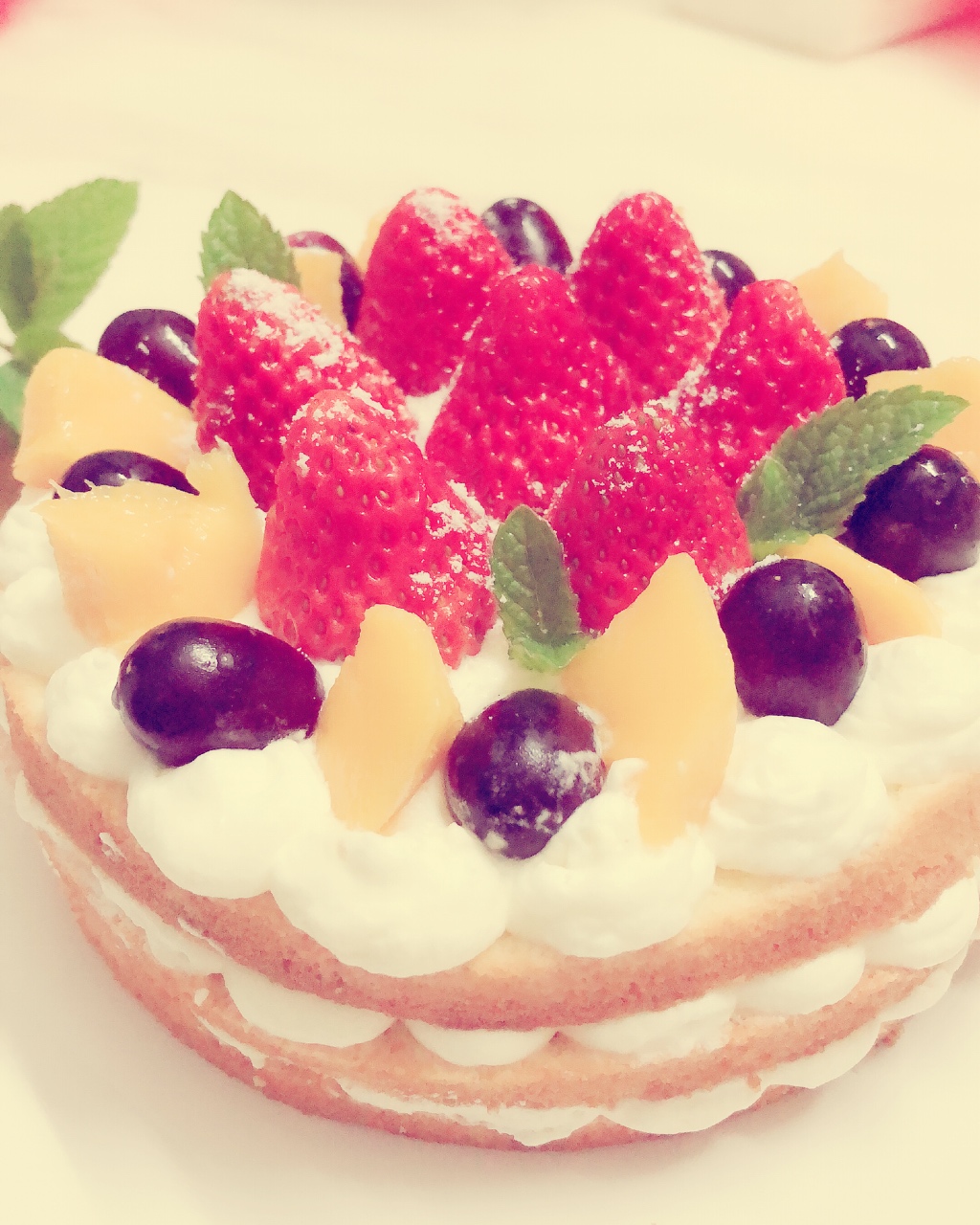 【零失败】不会裱花没关系的水果裸蛋糕 芒果裸蛋糕 完美戚风胚