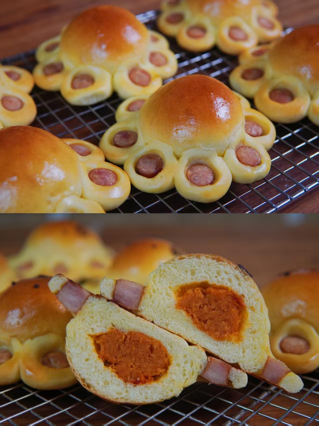 万能液种法台式面团新食谱-狮子番茄肉松包