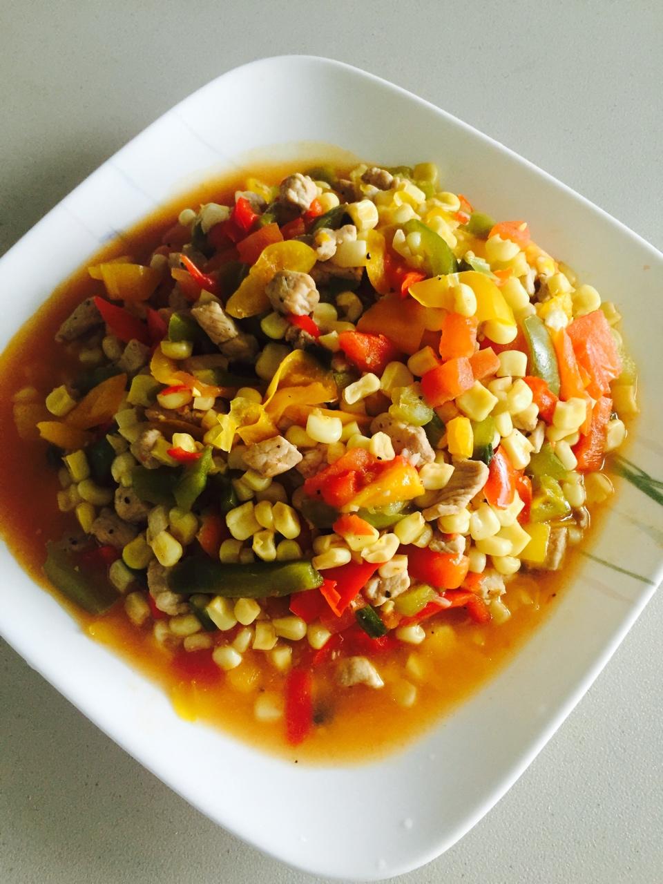 超好吃下饭菜——茄汁肉末玉米粒