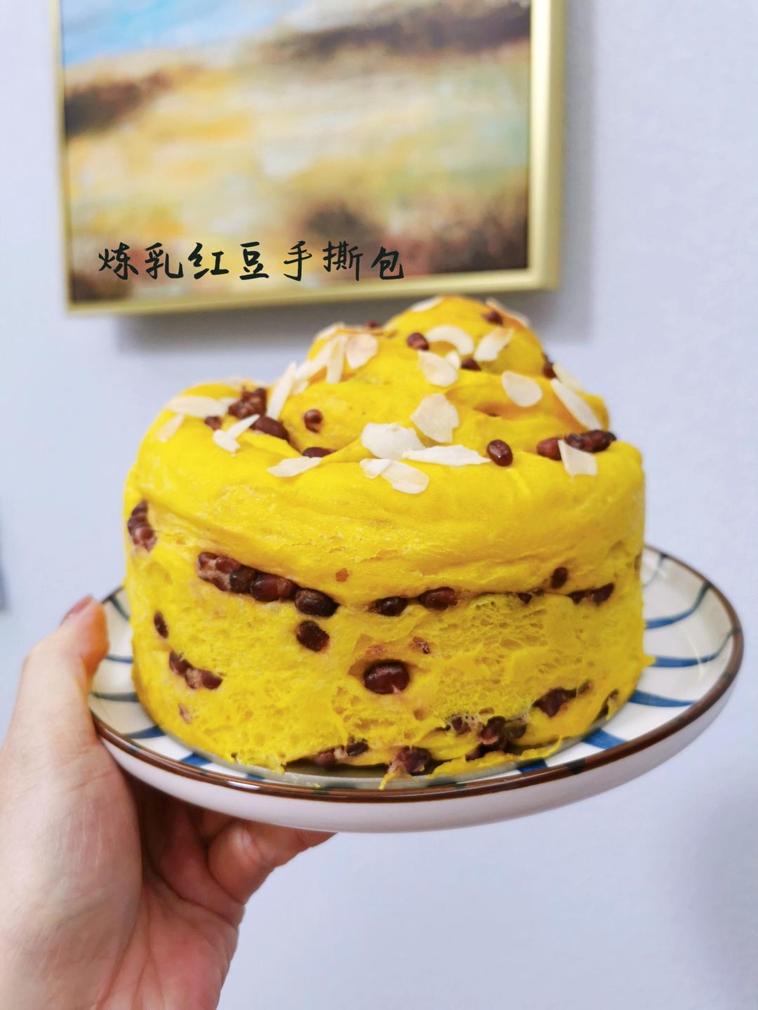 【炼乳红豆手撕面包】｜易操作｜6寸圆模版