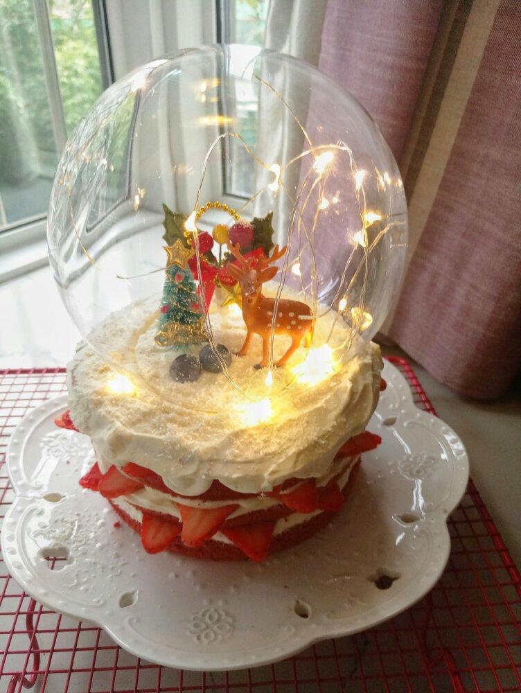 圣诞草莓雪人 红丝绒戚风裸蛋糕