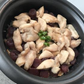 冬菇红栆金针菜蒸鸡