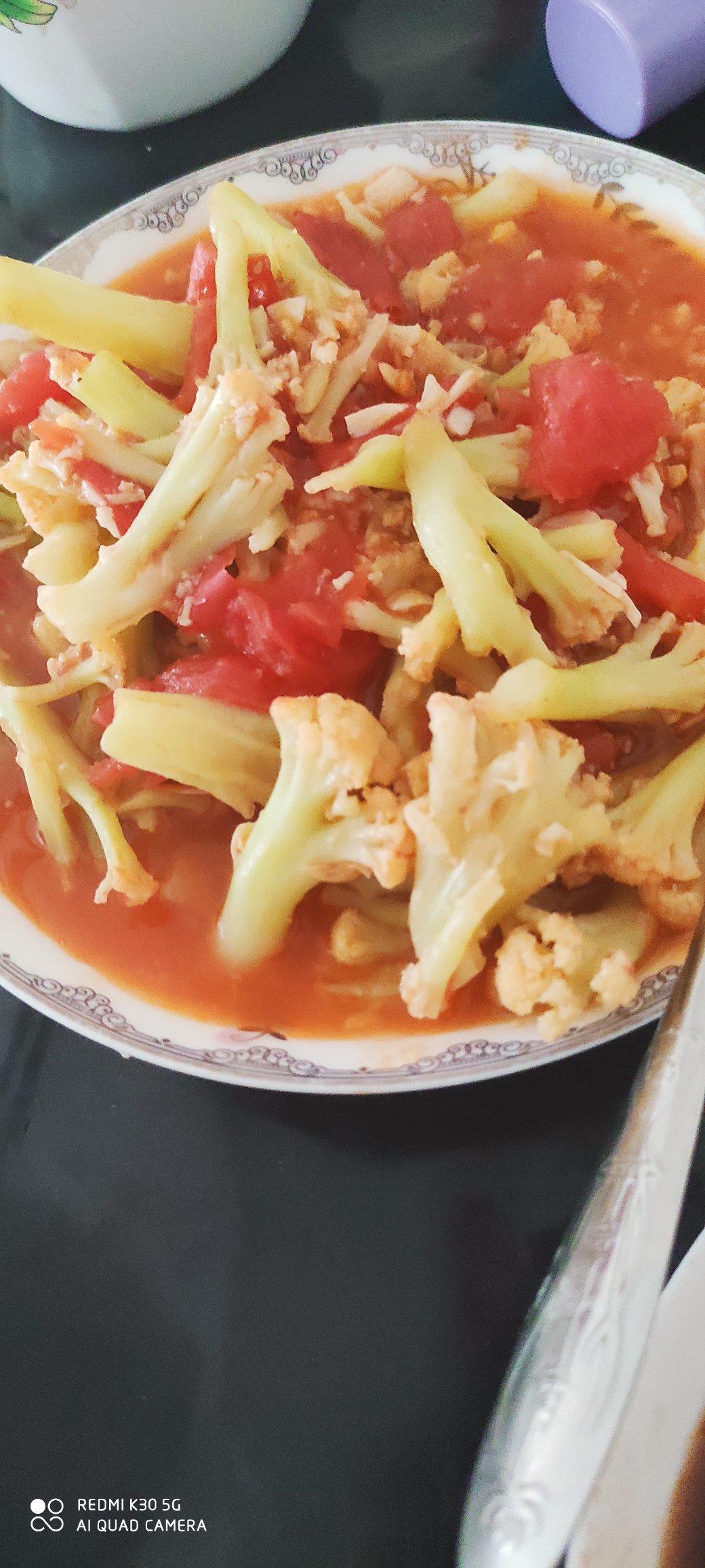 有机花菜炒西红柿