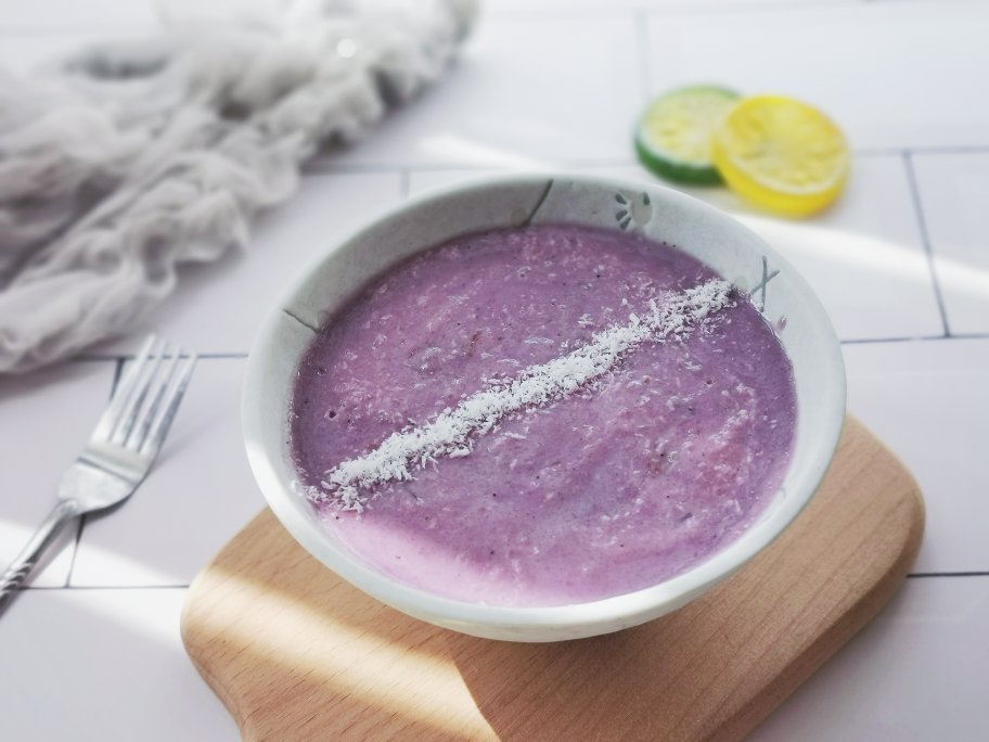 椰香银耳紫薯冰沙——不用冰块【健康小食】