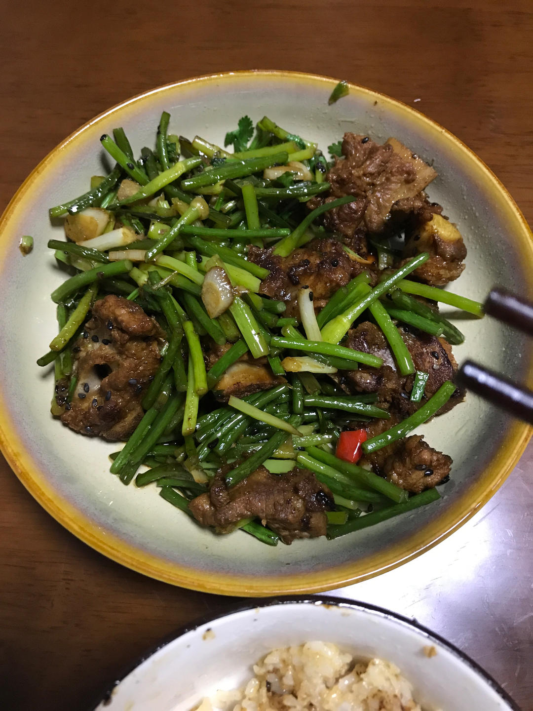 蒜苔炒肉末，三碗米饭都不够吃