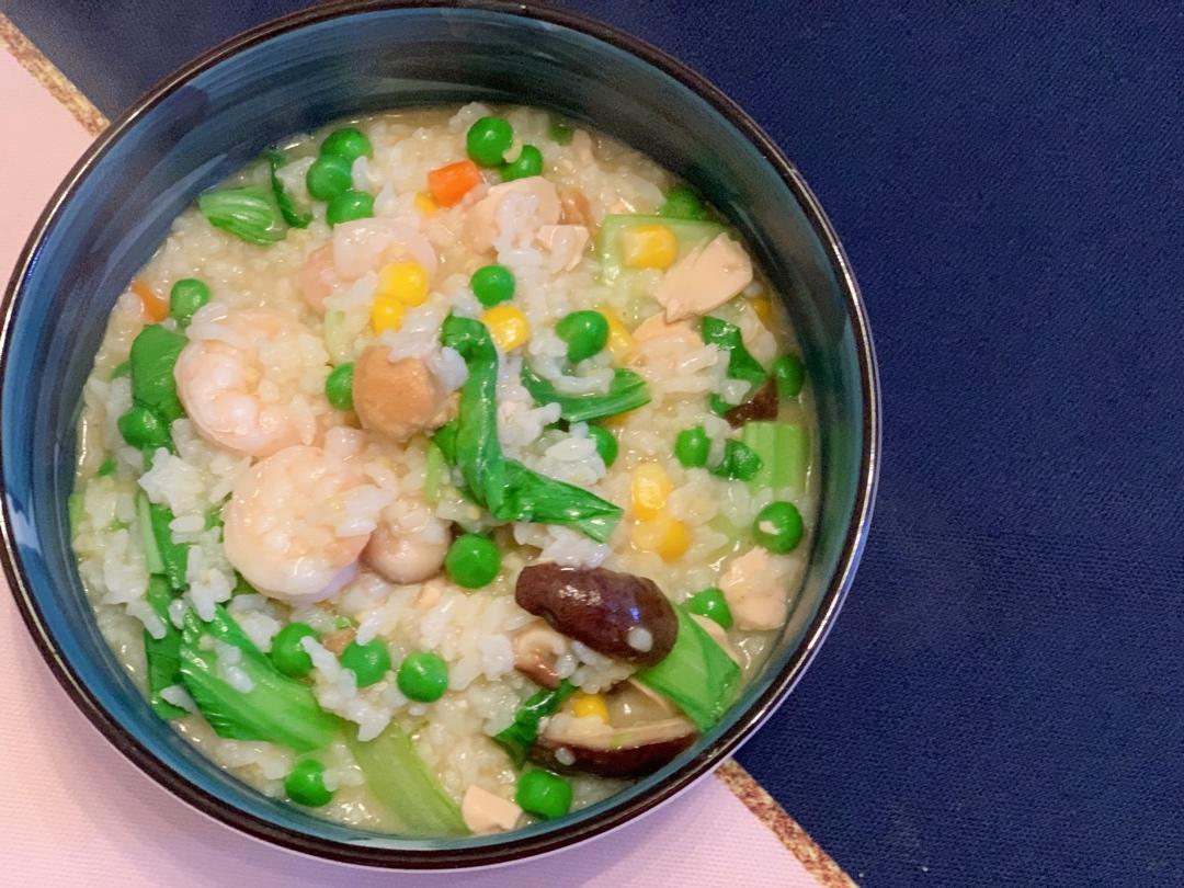 快速咸蛋黄虾仁粥