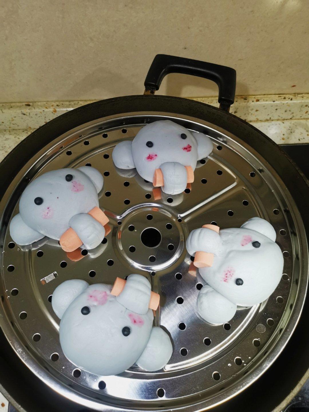 小柒柒柒柒做的可爱大象火腿肠卡通馒头