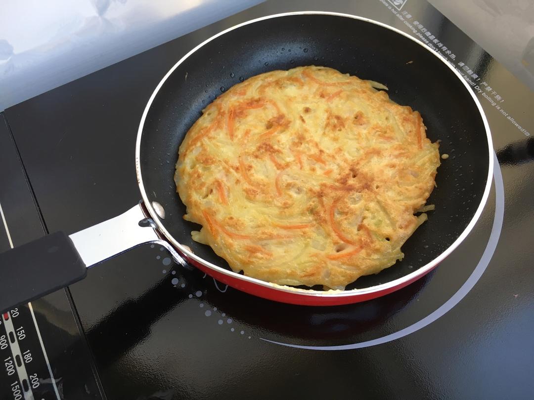 营养早餐：土豆丝胡萝卜鸡蛋饼的做法