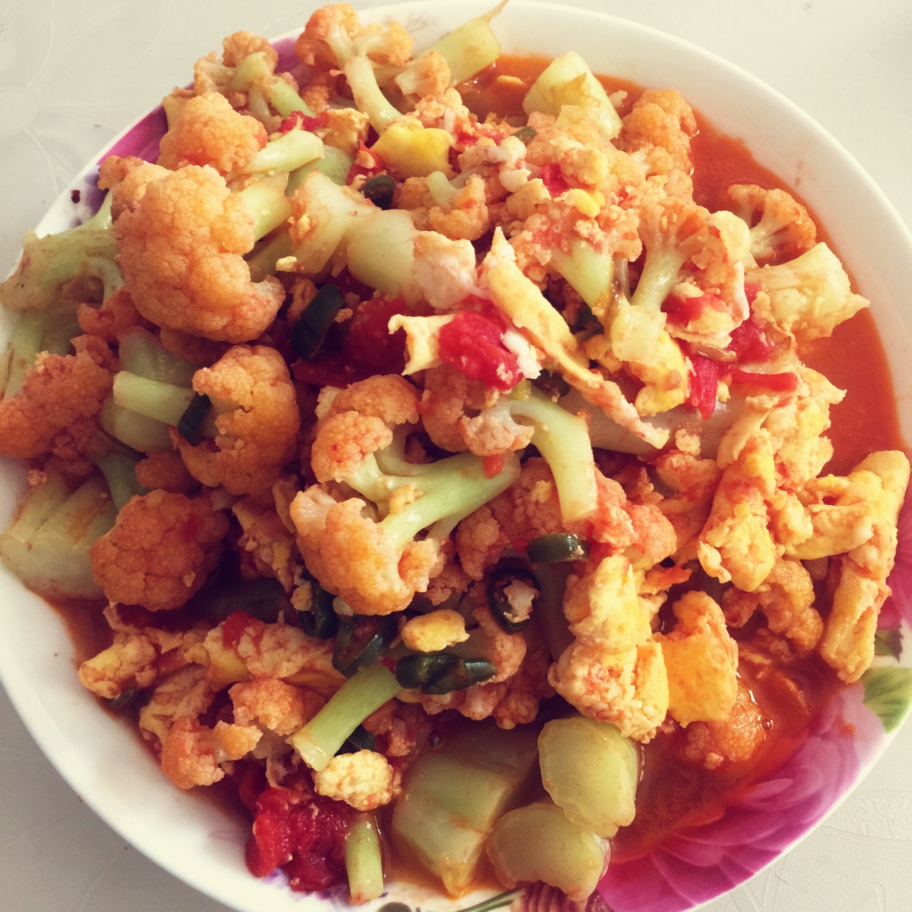 鲜、香中透着淡淡的麻、辣 #西红柿鸡蛋炒有机菜花#