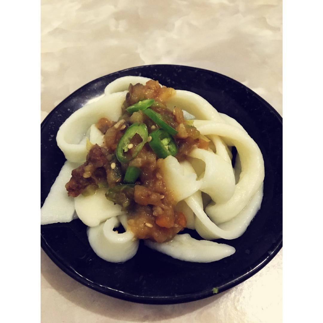 茄子肉丁打卤面