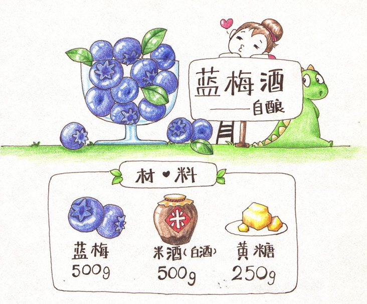 手绘版蓝莓酒的做法