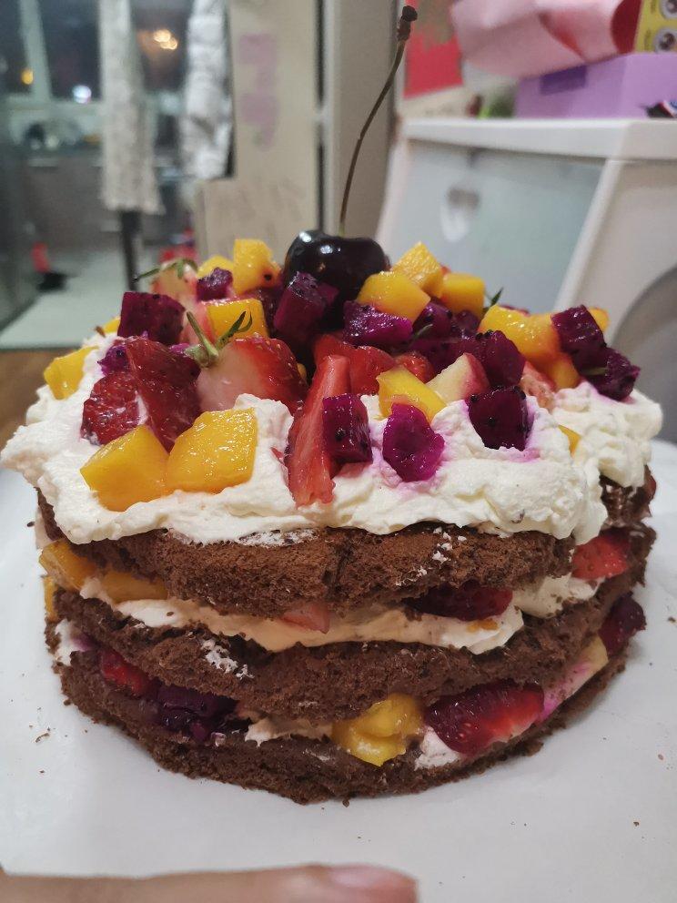 可可戚风水果裸蛋糕