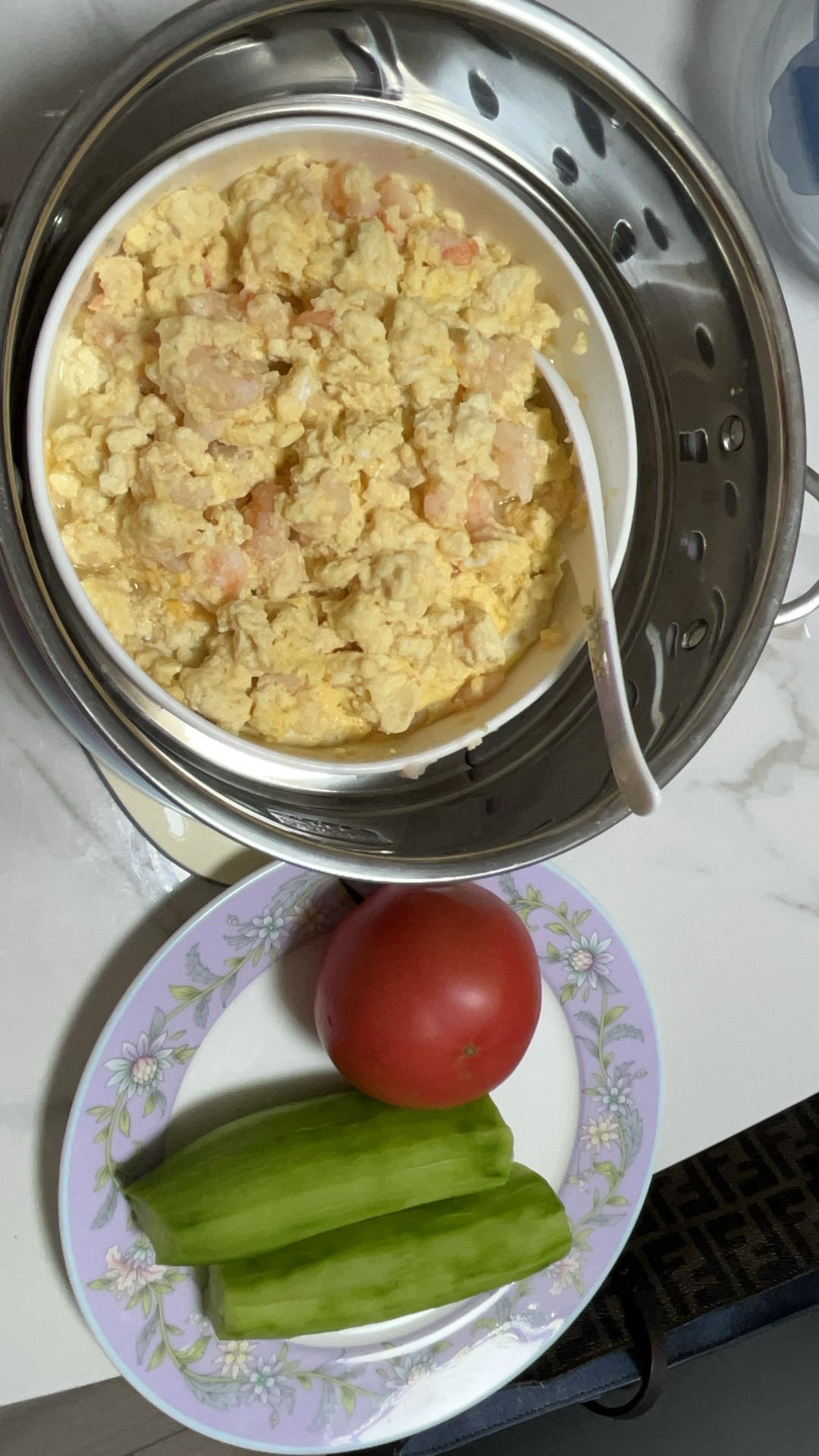 西兰花虾仁内酯豆腐蒸蛋，减脂餐