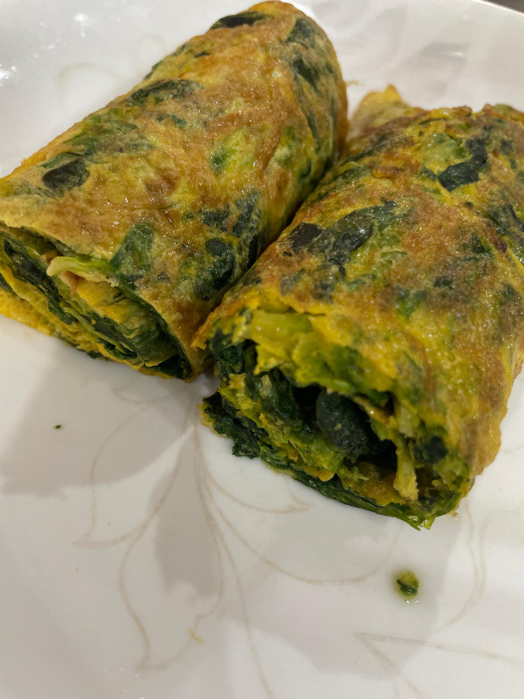 简易版菠菜鸡蛋卷懒人菜