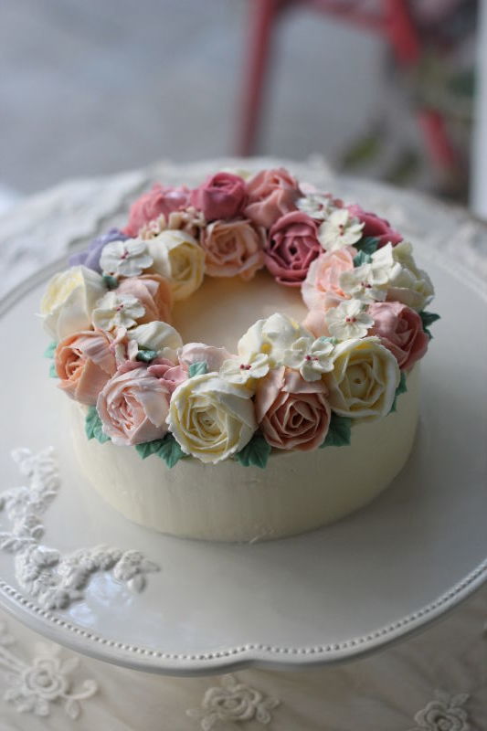 香浅浅2008做的韩式奶油霜裱花蛋糕