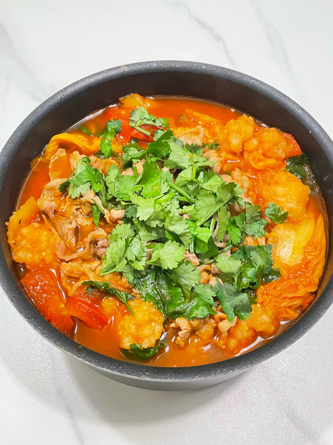 番茄肥牛虾滑煲