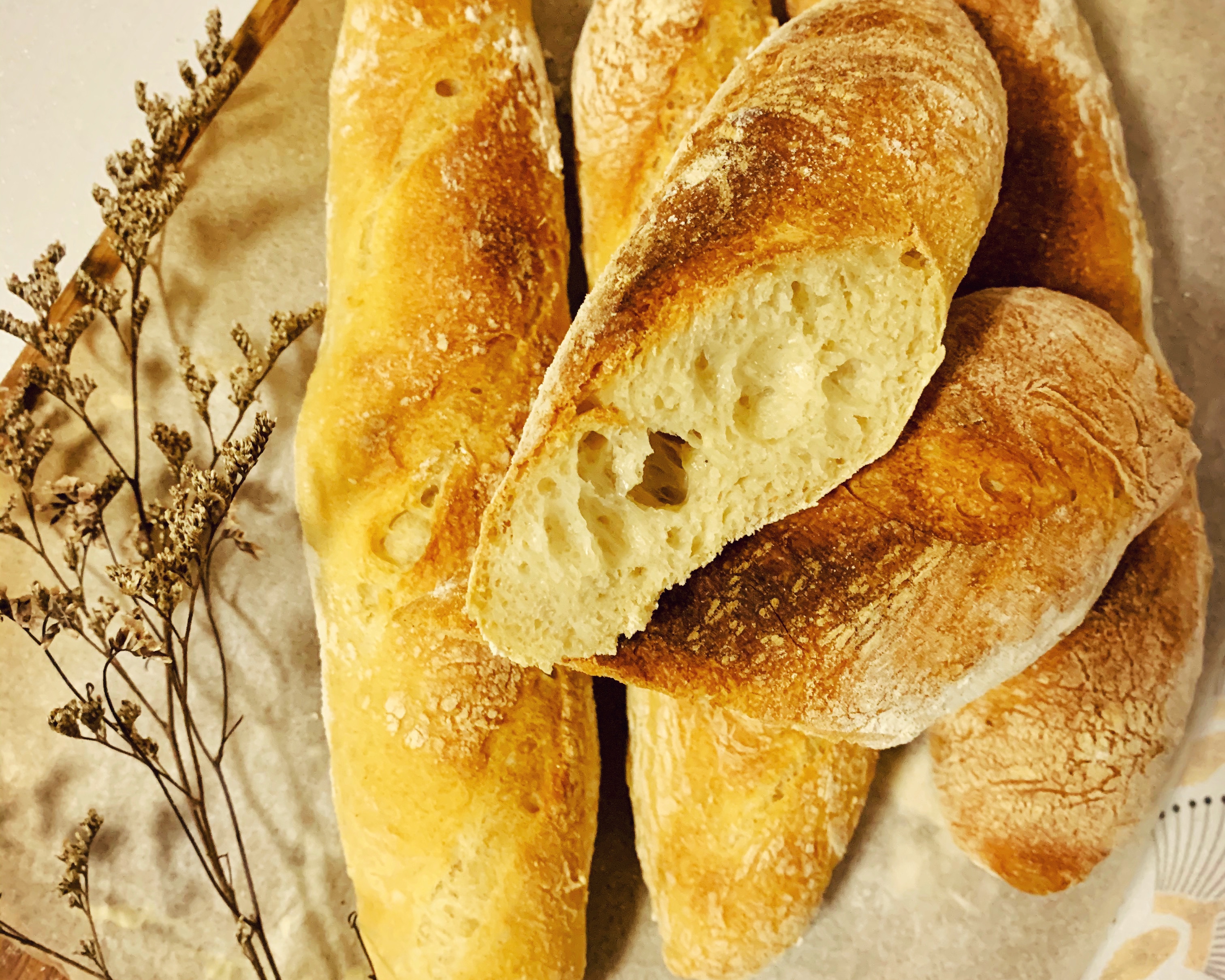 手工全麦法棍🥖🇫🇷免揉面·免石板·自制蒸汽的做法