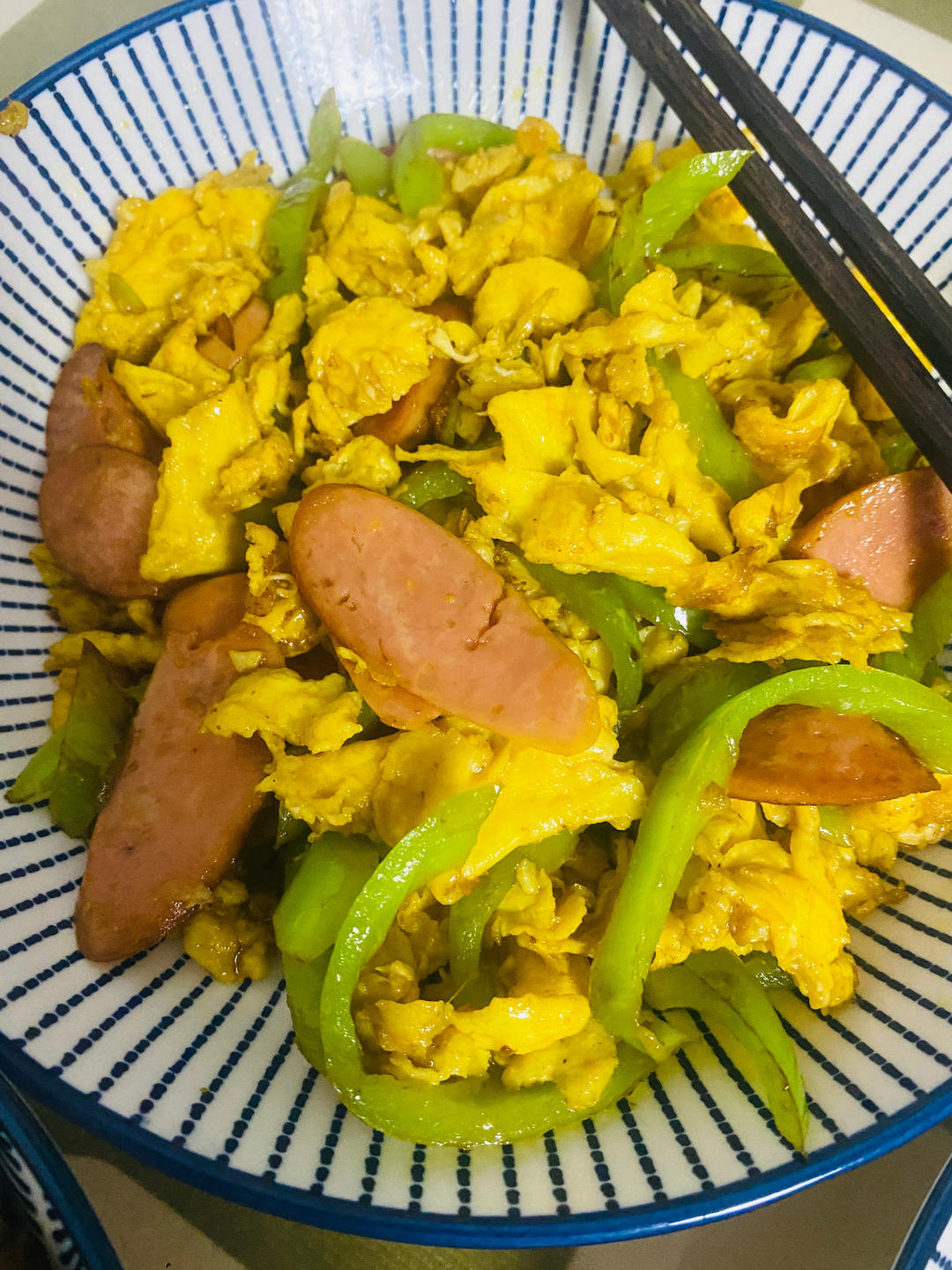青椒火腿炒鸡蛋